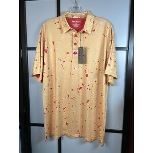 Pins & Aces Men's Polo XXL Golf Shirt Yellow Paint Splatter  Short Sleeve